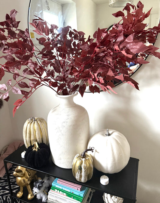 Plum Colour Autumn Tall Leafy Branch Stems