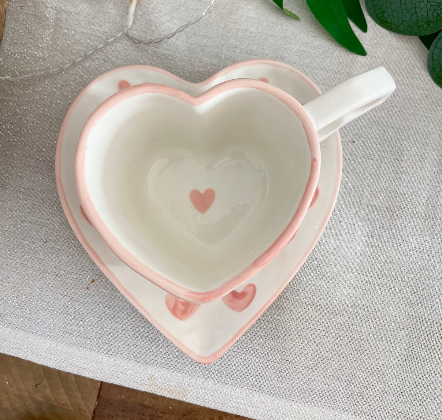 The Amore Heart Shaped Cup & Saucer/ Side Plate