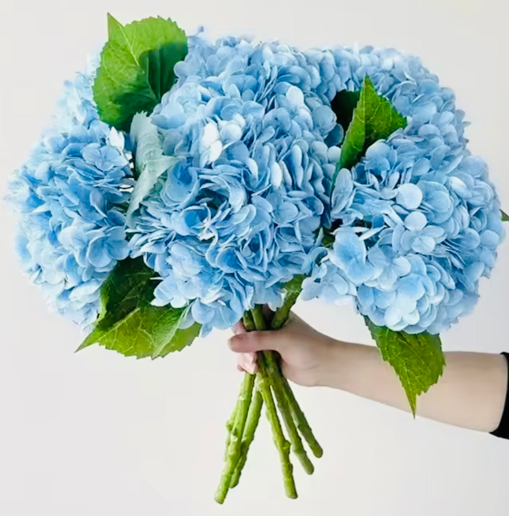 Tall Sky Blue Artificial Premium Hydrangea Stems