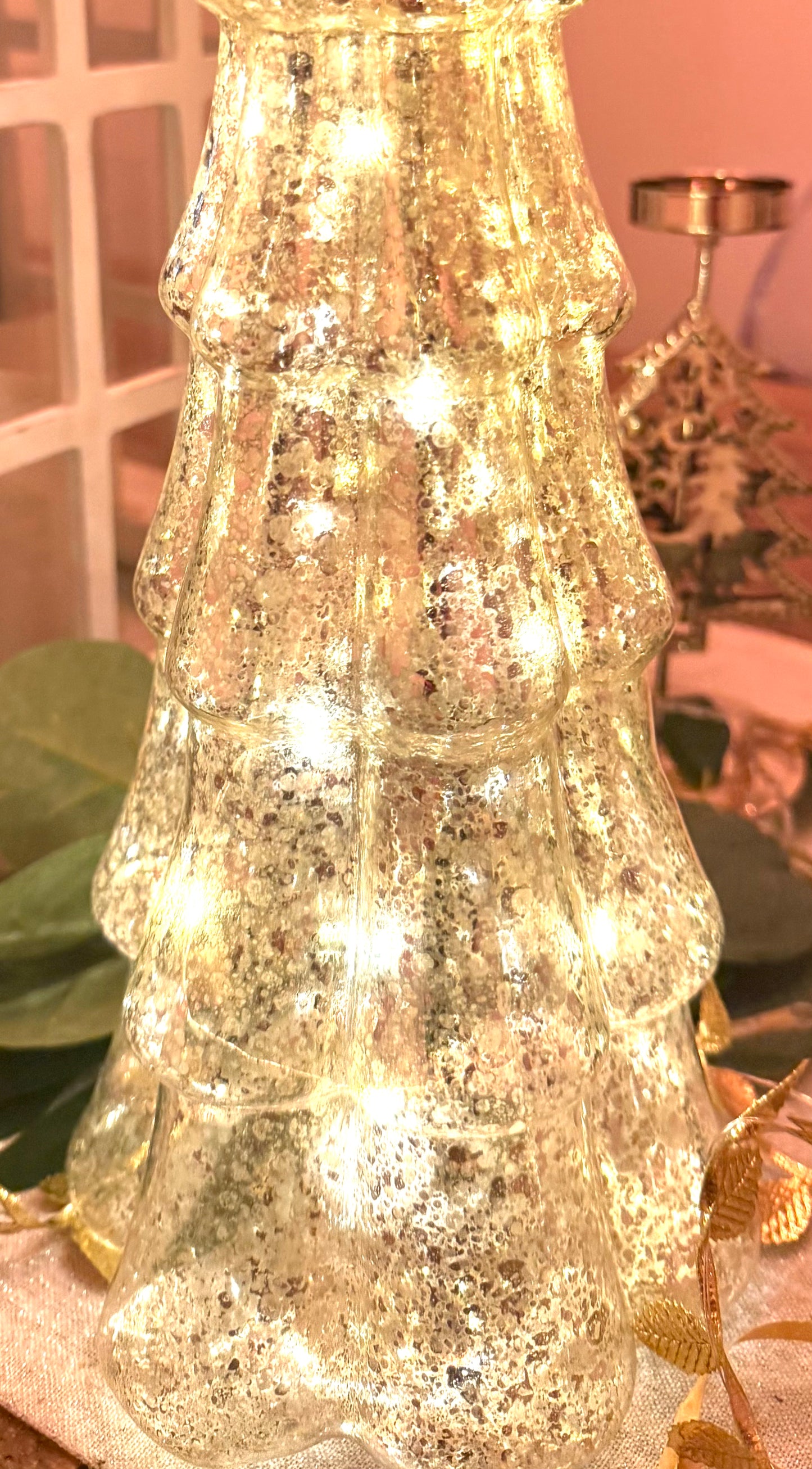 Glass LED Tree with Silver Star