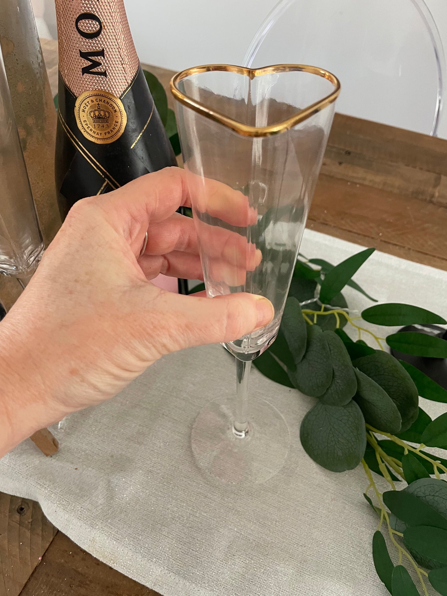 Heart Shaped Glass Champagne Glasses