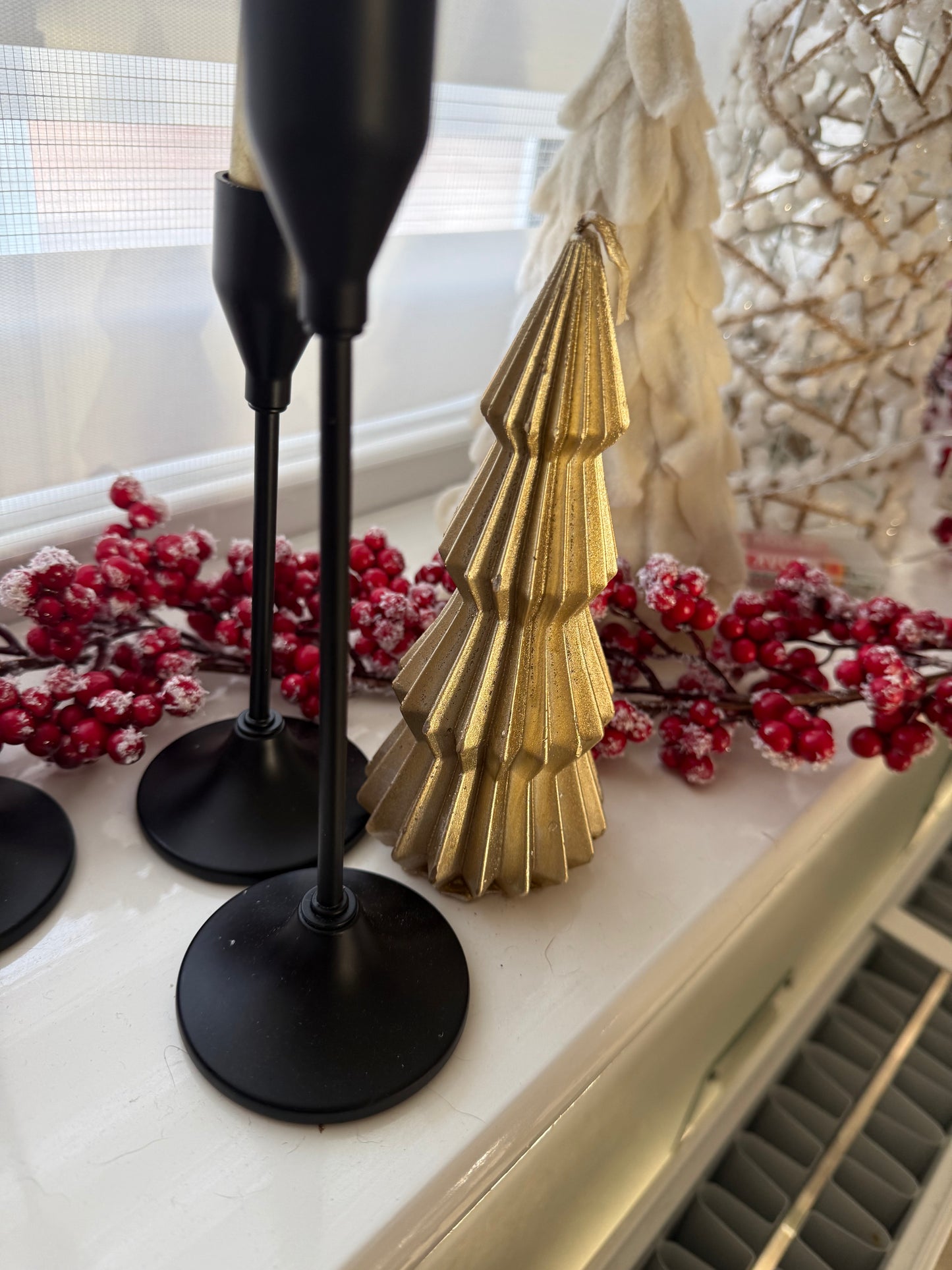 Gold Christmas Tree Candle